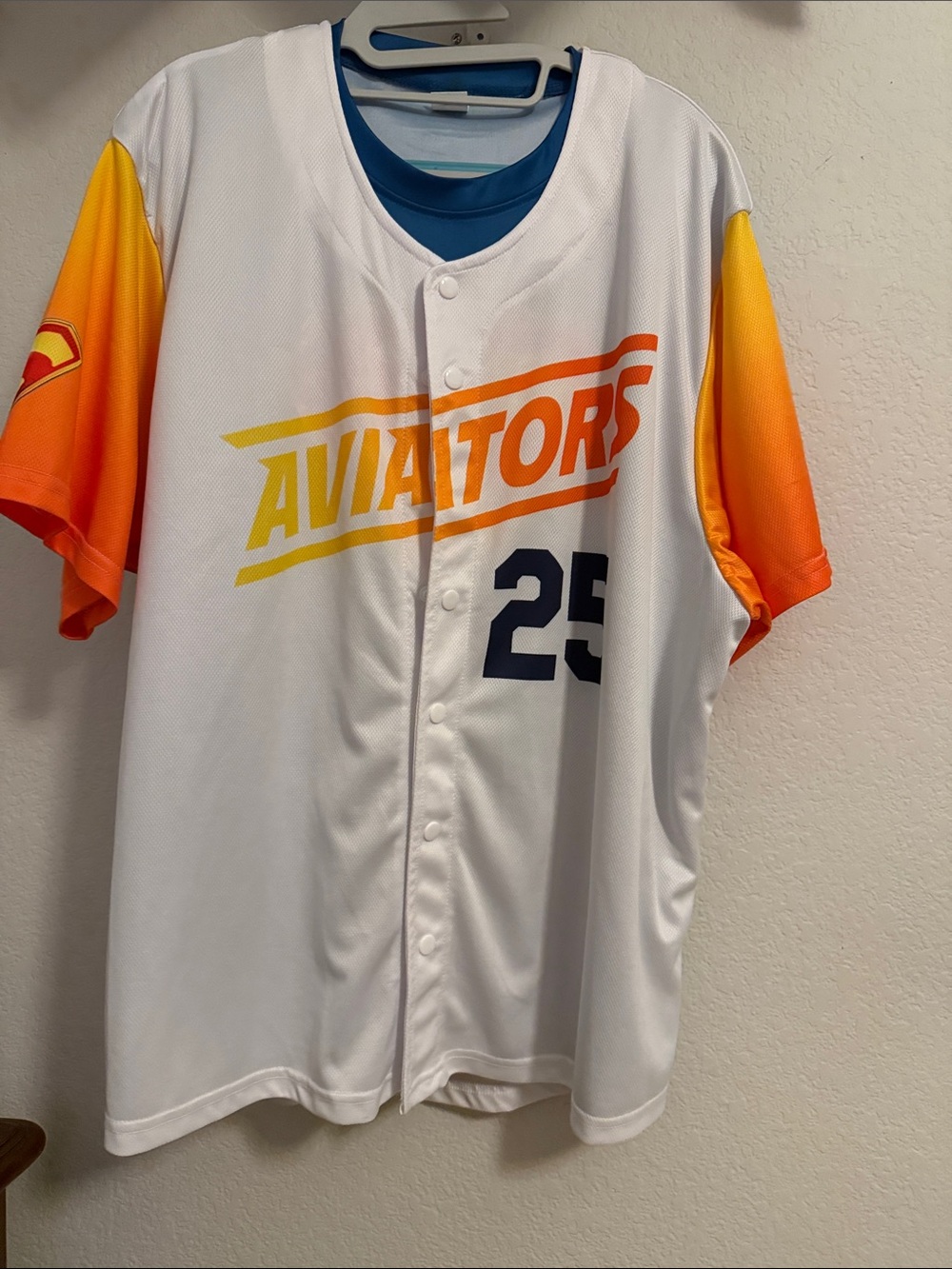 DC Comics Kids White Baseball Jersey with Orange-Yellow Gradient Sleeves